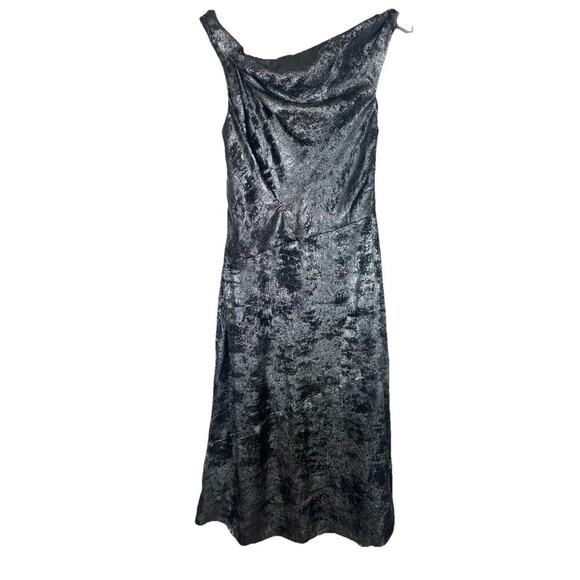 DKNY Cowl Neck Liquid Velvet Midi Dress- Silver- 2 Event Cocktail‎ Whimsy - Picture 1 of 12